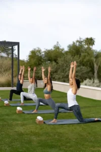 Modern yoga studio with calming ambiance at Adarsh Tropica.
